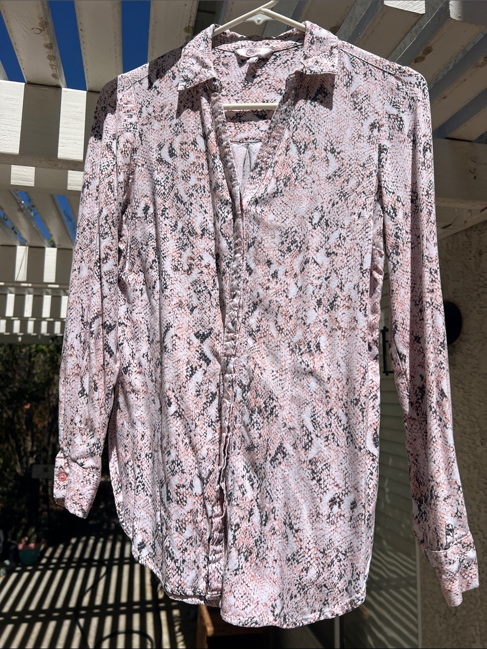 Candie’s Pink Snake-Print Long-Sleeve Shirt